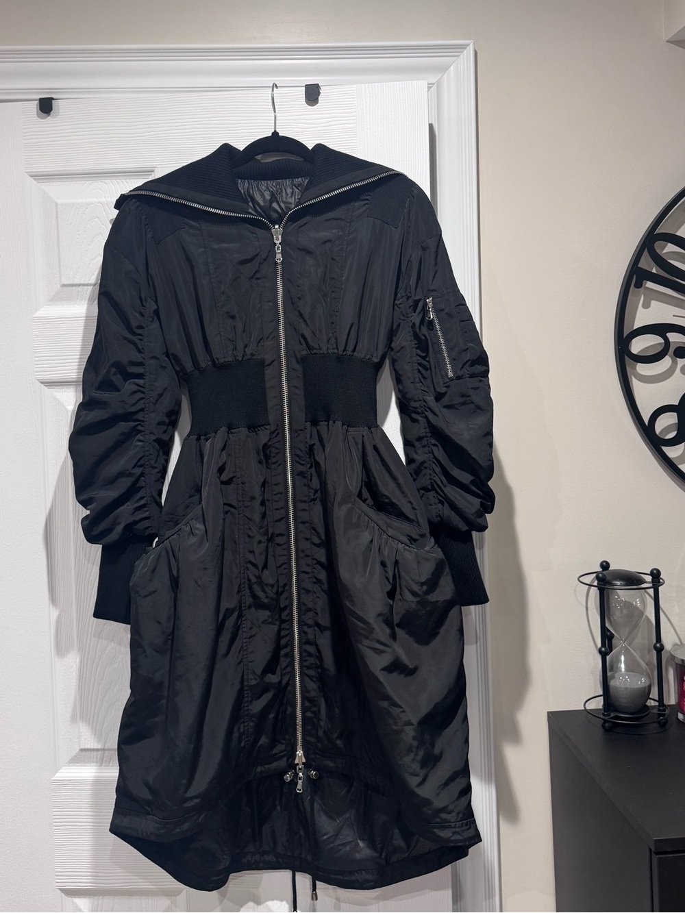 Alexander McQueen Black Cinched-Waist Long Puffer Coat